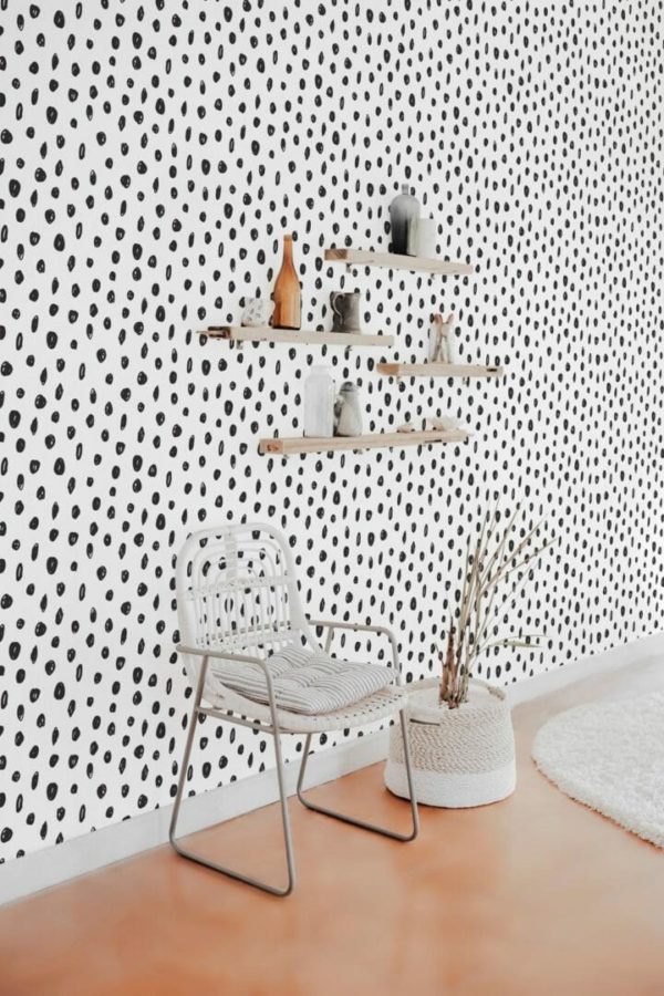 Hand drawn dots self adhesive wallpaper