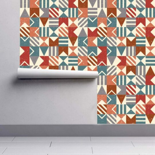 Geometric mosaic wallpaper peel and stick