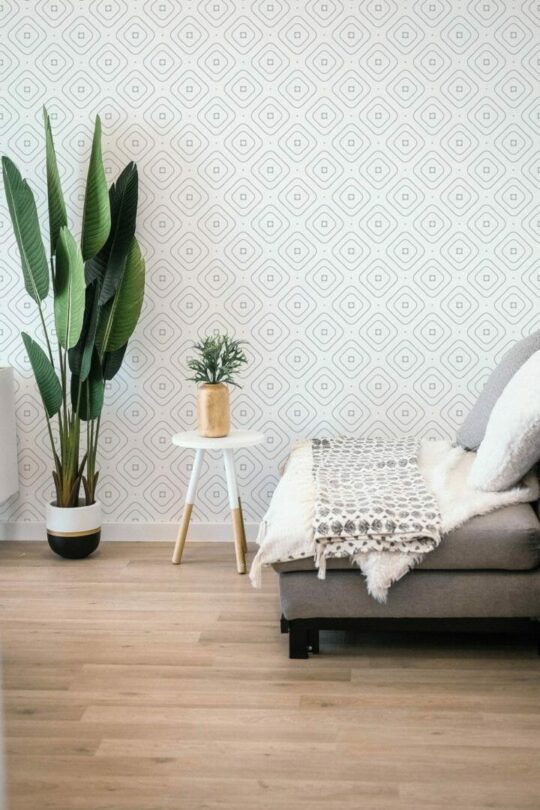 Gray and white geometric stick on wallpaper