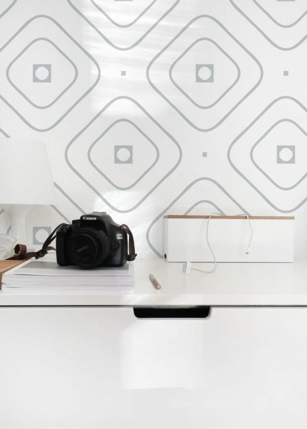 Gray and white geometric self adhesive wallpaper