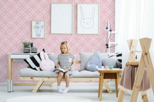 Pink geometric temporary wallpaper