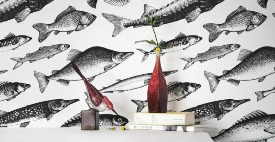 Fish pattern peel stick wallpaper