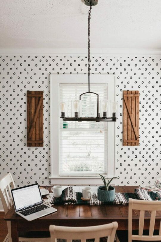 Hand drawn polka dot peel and stick removable wallpaper