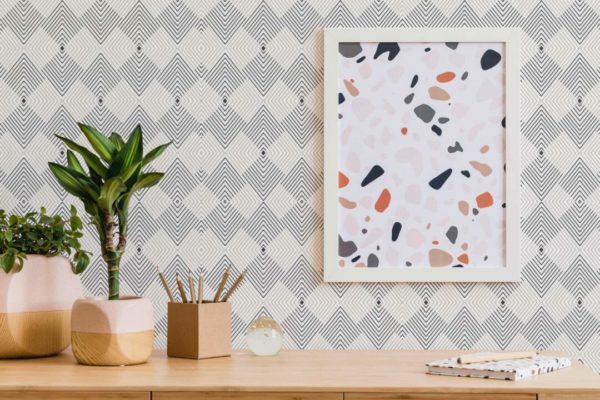 Geometric abstract peel and stick wallpaper