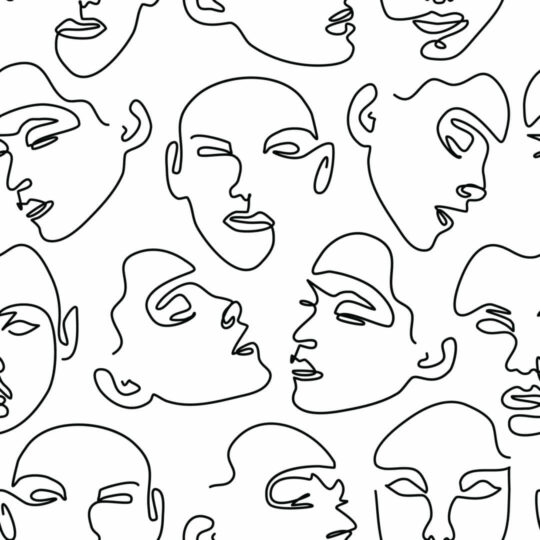 Face line drawing removable wallpaper