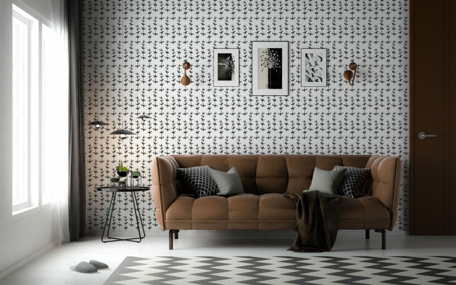 Black and white plant peel and stick wallpaper | Fancy Walls