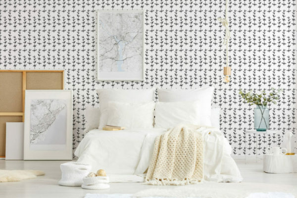 black and whitefloral removable wallpaper