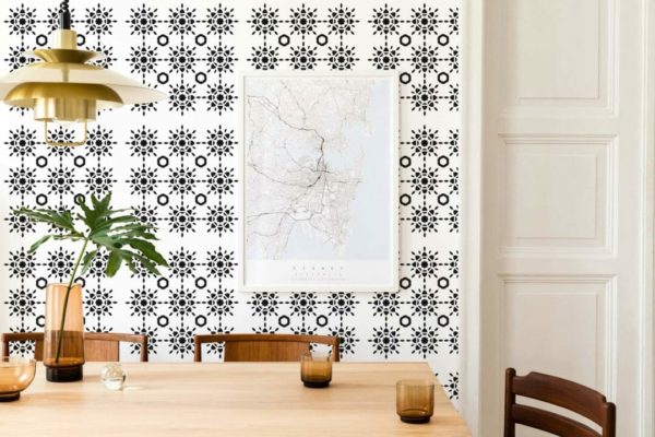 Geometric sun wallpaper for walls