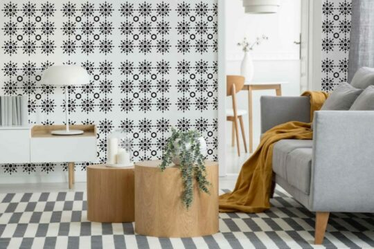Geometric sun self adhesive wallpaper