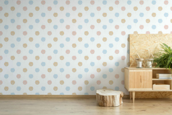 blue and beige floral stick and peel wallpaper