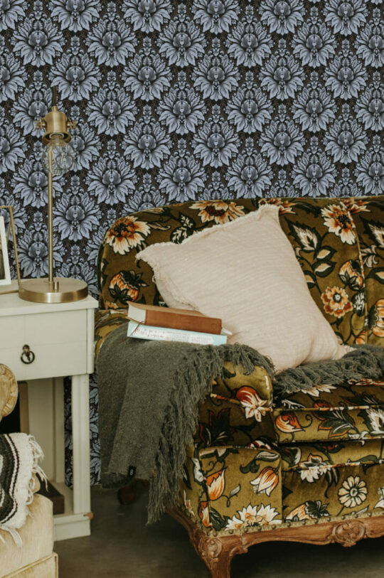 Dark damask self adhesive wallpaper