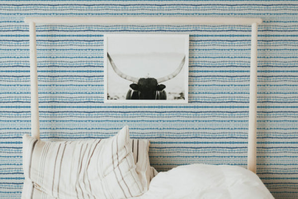 Blue abstract striped peel stick wallpaper