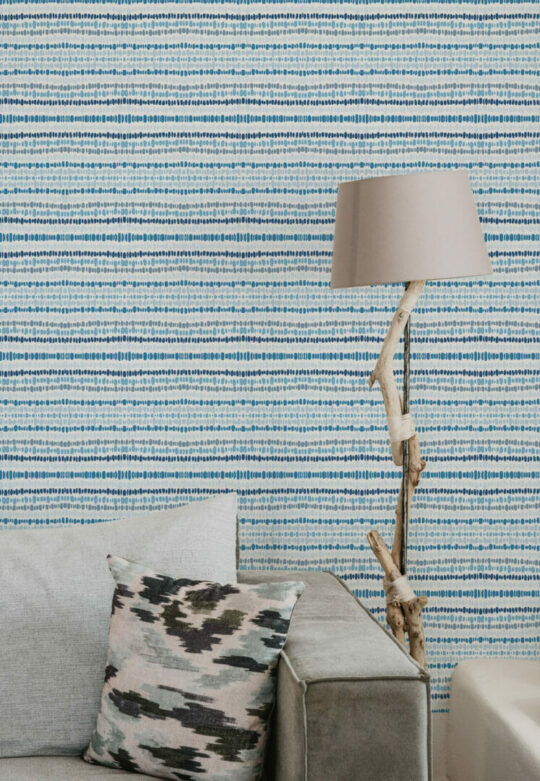 Blue abstract striped peel and stick removable wallpaper