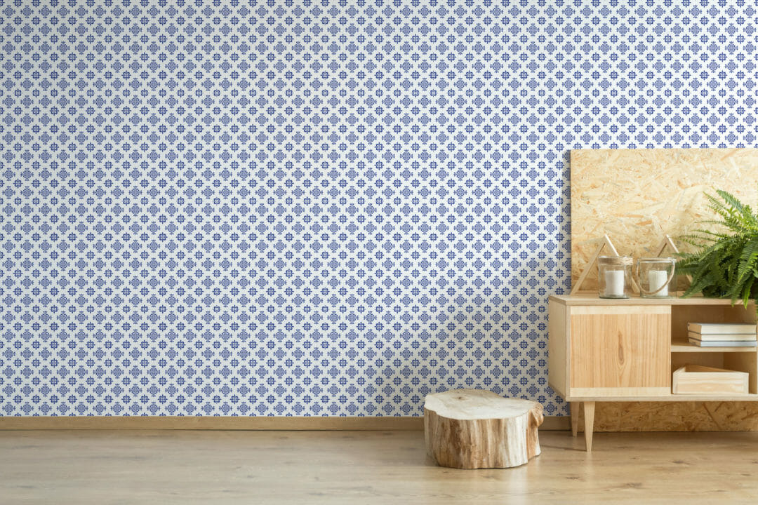 Geometric floral tile stick on wallpaper