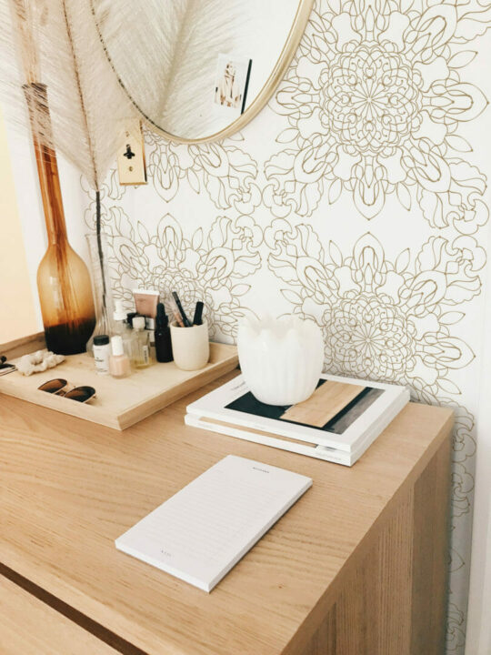 Geometric floral peel and stick wallpaper
