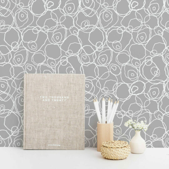 Gray and white abstract circle wallpaper for walls