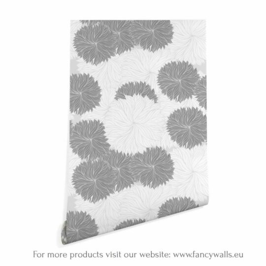 Gray and white floral wallpaper peel and stick