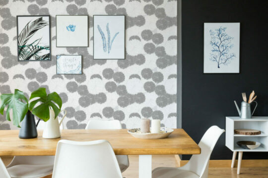 Gray and white floral peel and stick removable wallpaper
