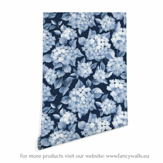 Blue hydrangea wallpaper peel and stick