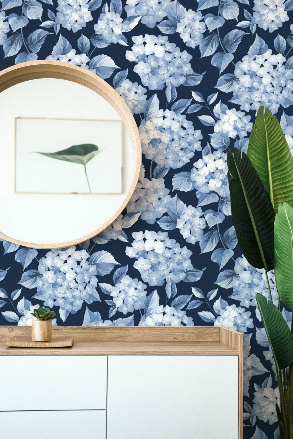 Blue hydrangea Wallpaper - Peel and Stick or Non-Pasted