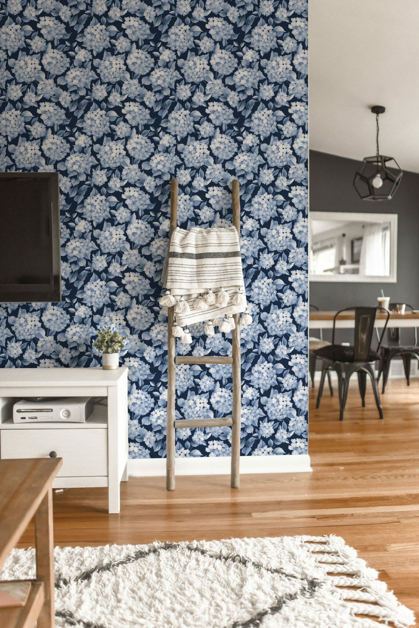 Blue hydrangea Wallpaper - Peel and Stick or Non-Pasted