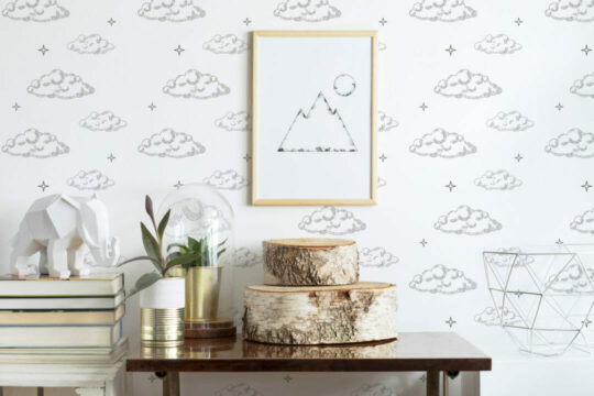 White cloud peel and stick wallpaper