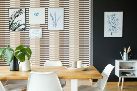 Brown striped self adhesive wallpaper