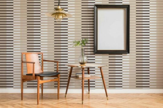 Brown striped temporary wallpaper
