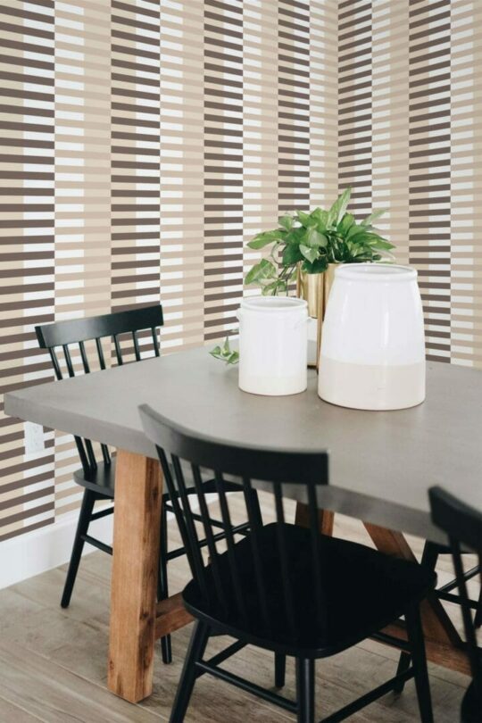 Brown striped peel stick wallpaper
