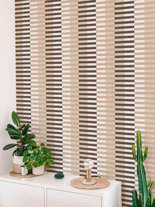 Brown striped peel and stick removable wallpaper