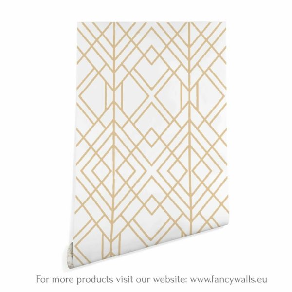 White Art Deco peel and stick removable wallpaper