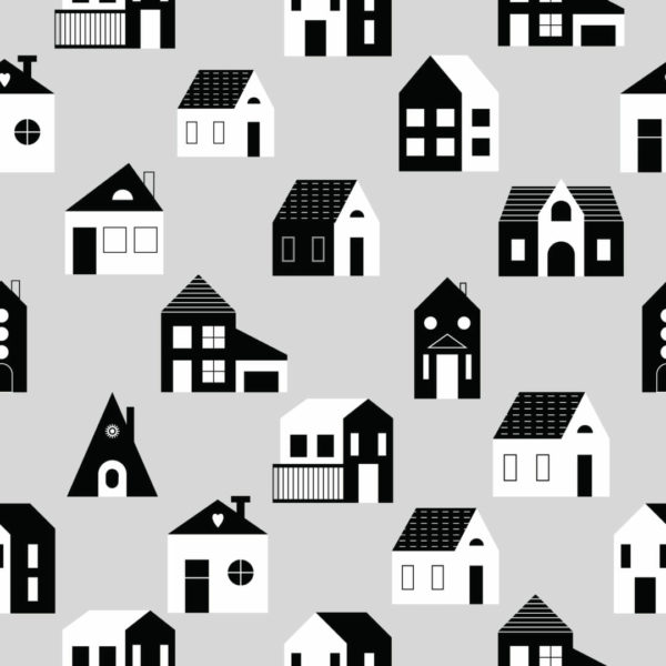 Gray, black and white house removable wallpaper