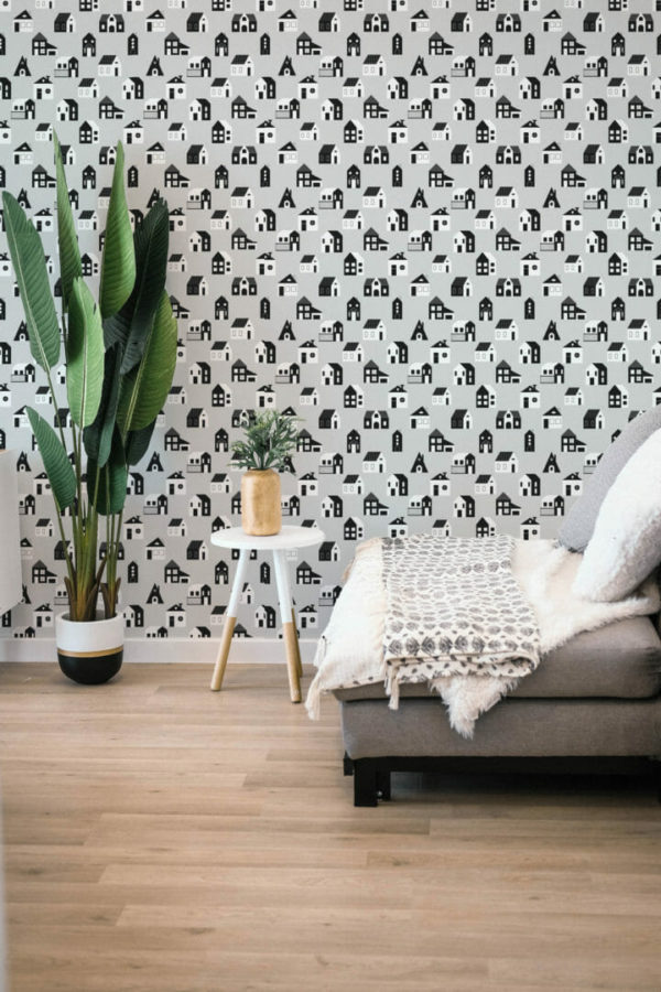 Gray, black and white house wallpaper for walls