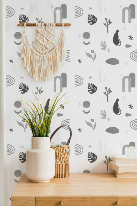 Black and white boho sticky wallpaper