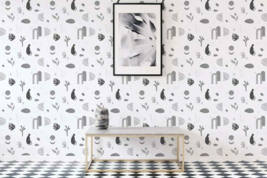 Black and white boho stick on wallpaper
