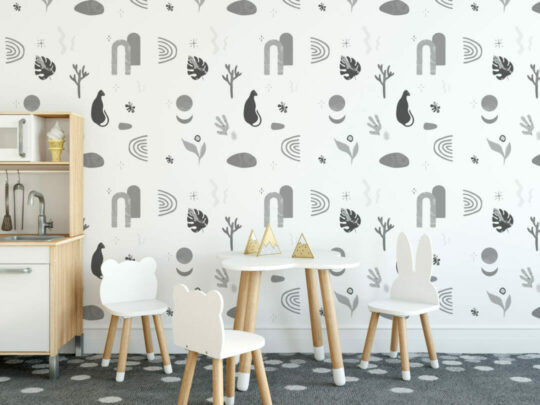 Black and white boho self adhesive wallpaper