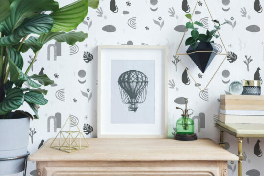 Black and white boho temporary wallpaper