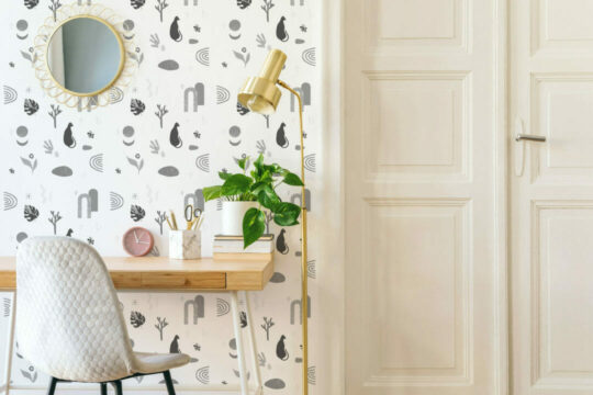 Black and white boho peel stick wallpaper