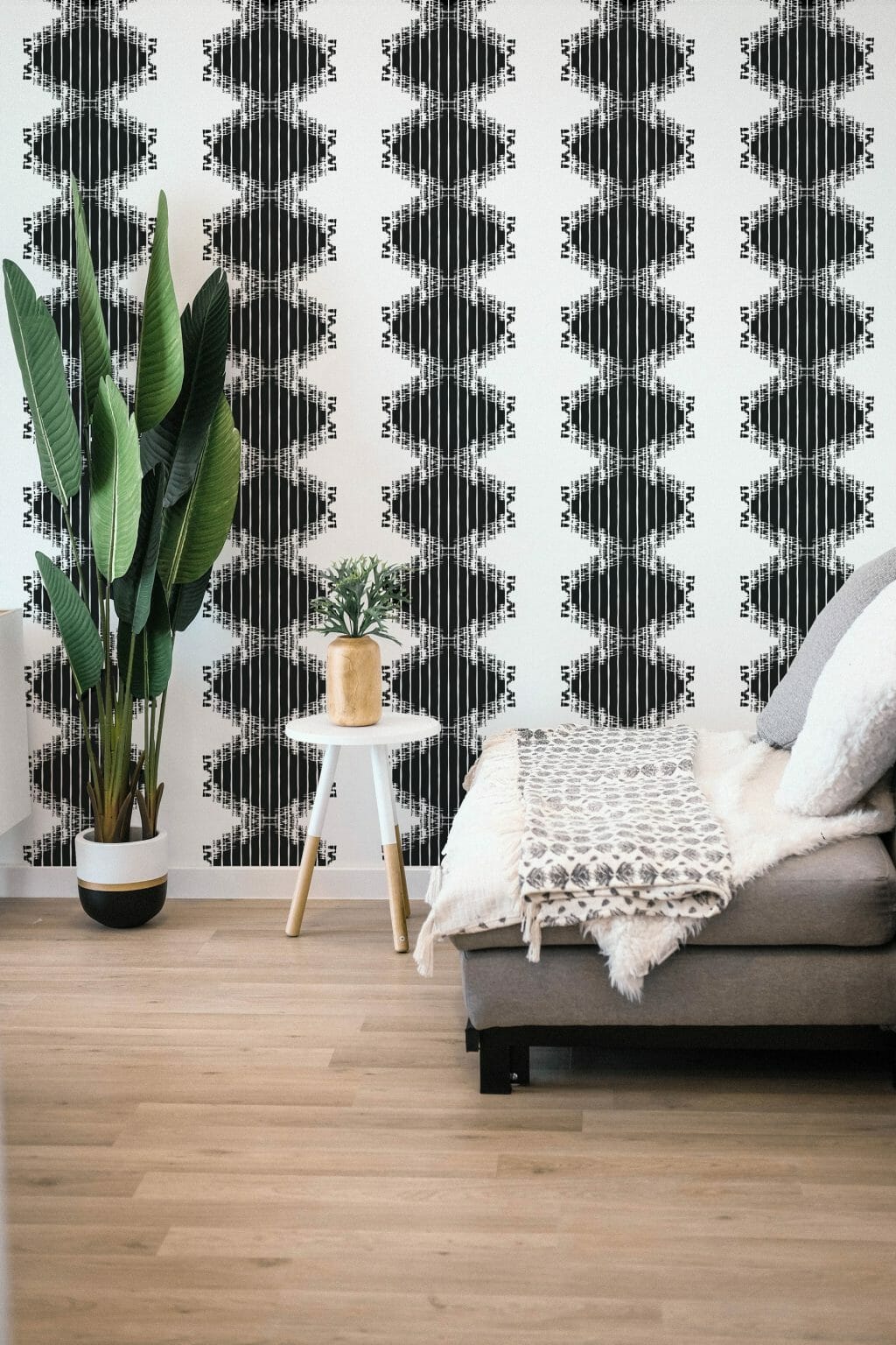 Black and white abstract pattern peel and stick wallpaper Fancy Walls