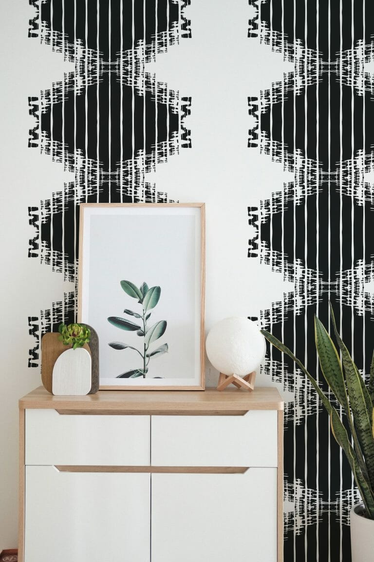 Black and white abstract pattern peel and stick wallpaper | Fancy Walls