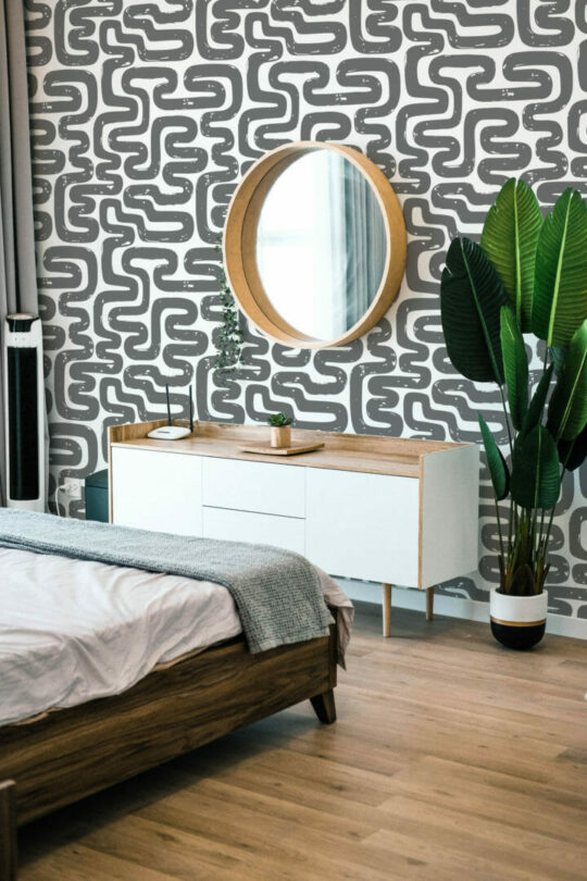 Abstract maze peel and stick removable wallpaper
