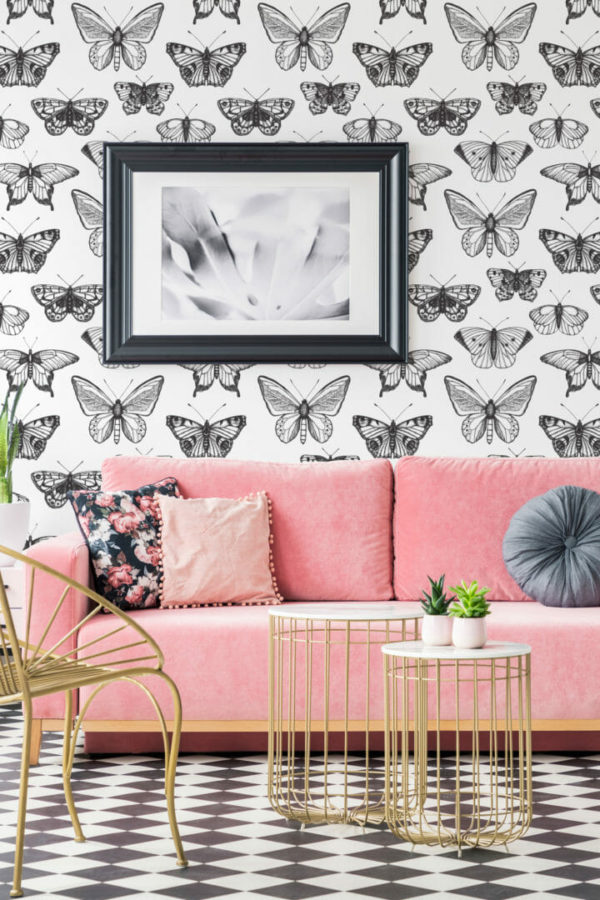 Black and white butterfly wallpaper for walls