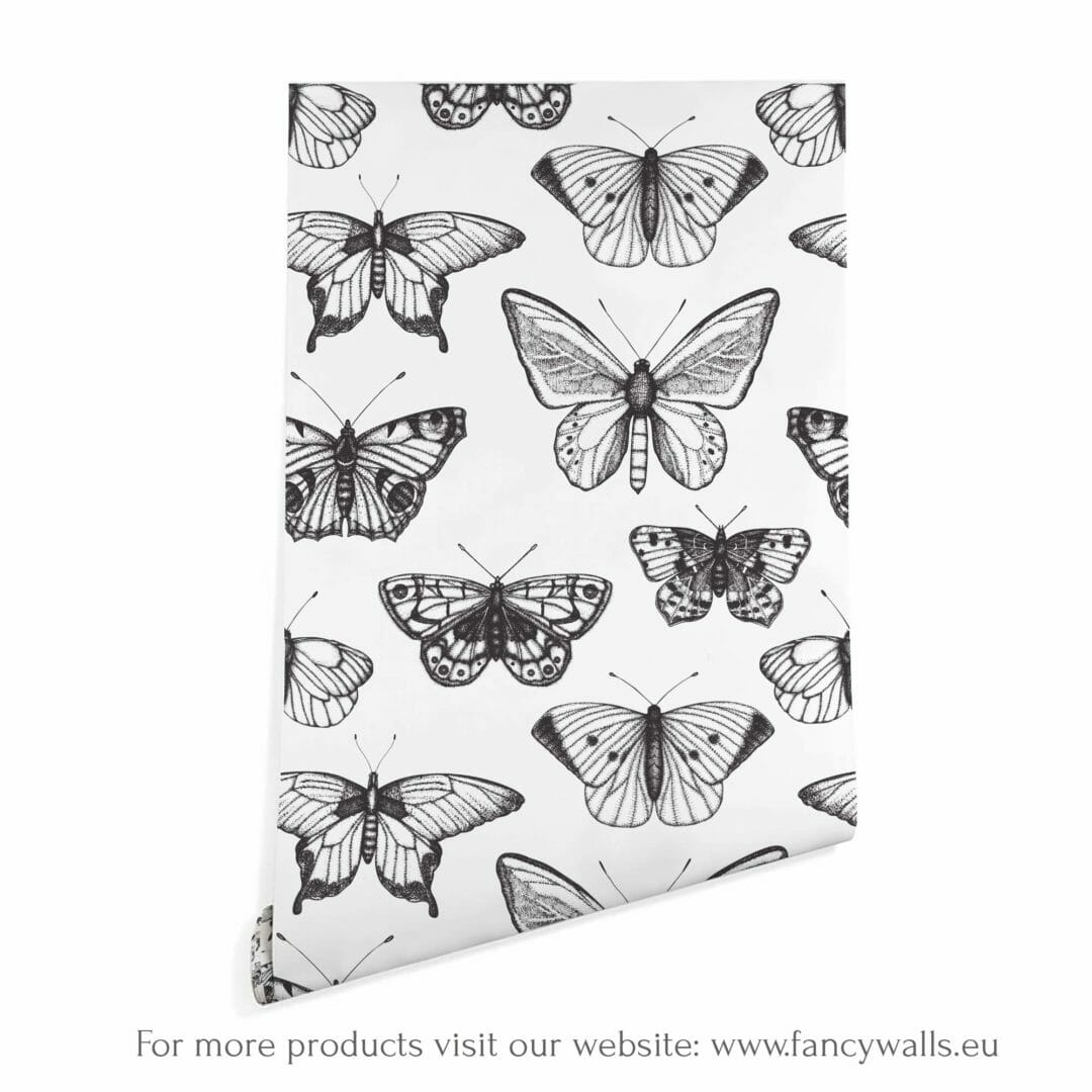 Black and white butterfly sticky wallpaper