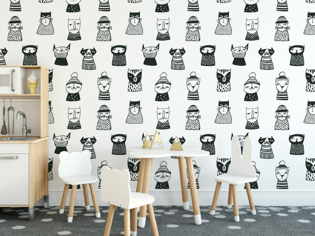 Grey Cat Peel and Stick Removable Wallpaper  Walls by Me