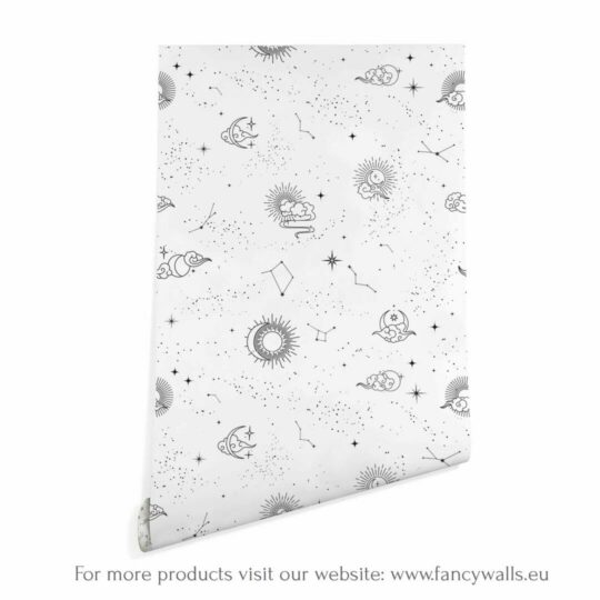 Black and white celestial wallpaper peel and stick