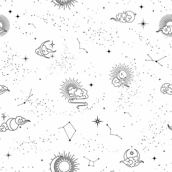 Black and white celestial removable wallpaper