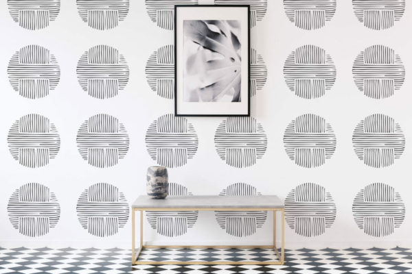 Large abstract circle peel and stick wallpaper