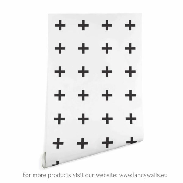 Black and white plus sign wallpaper peel and stick