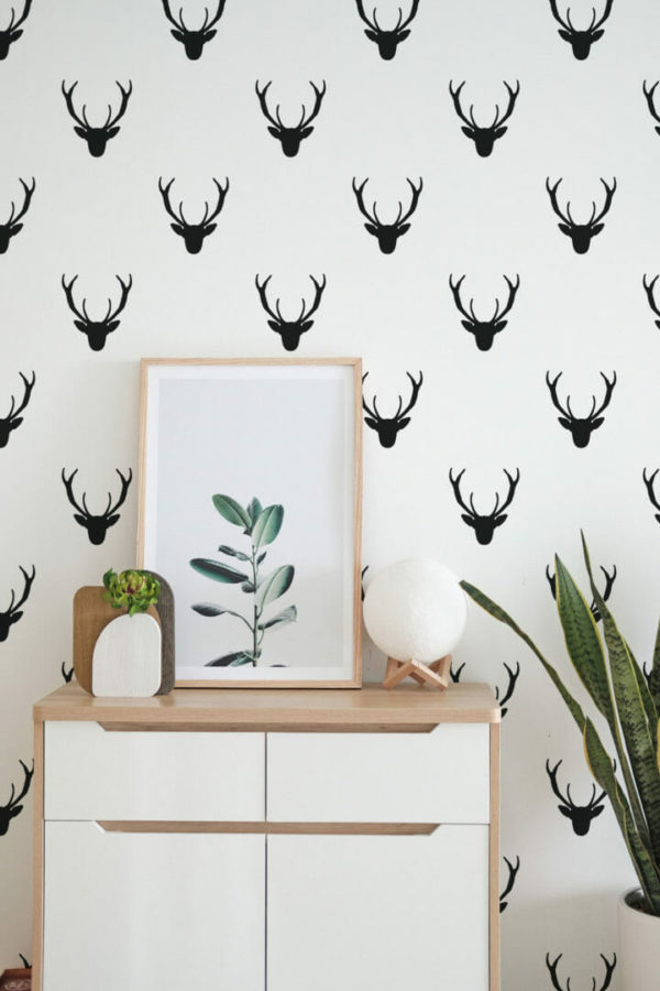 Deer peel and stick removable wallpaper