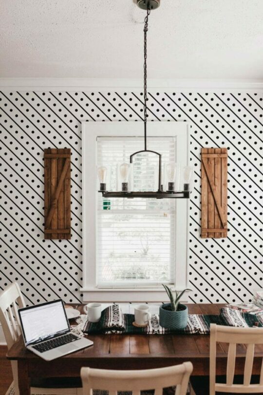 Diagonal dotted line peel and stick removable wallpaper